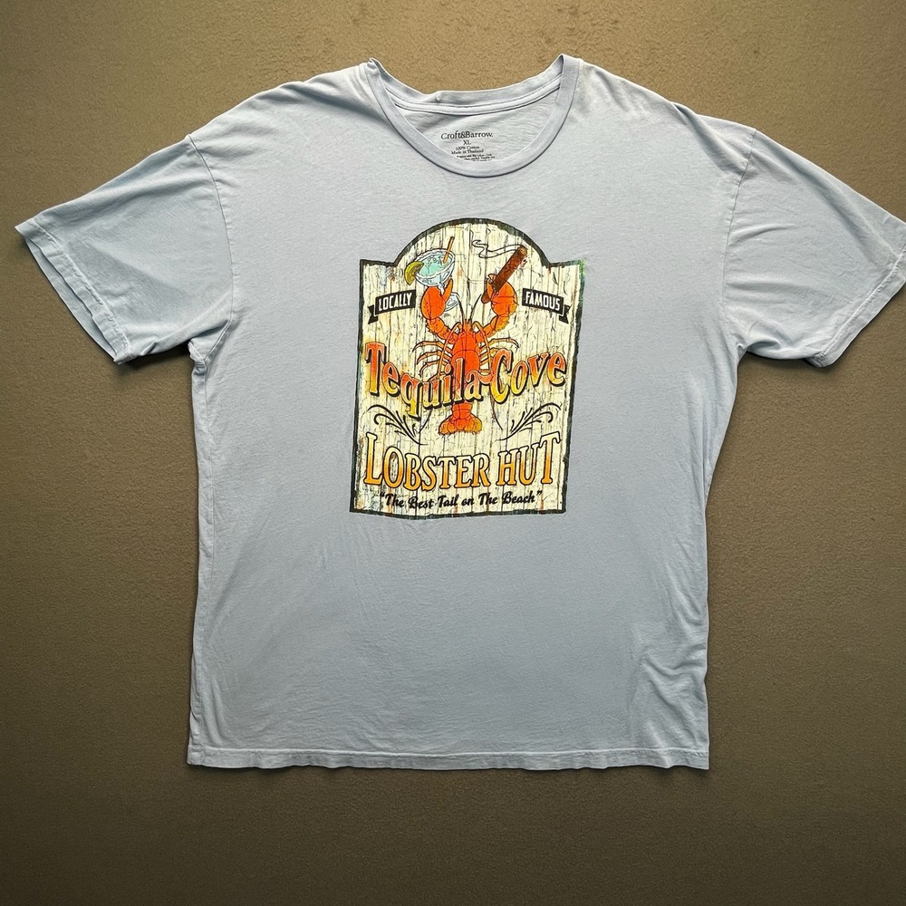 Tequila Cove men graphic t shirt lobster bar sign coastal beach XL vintage look